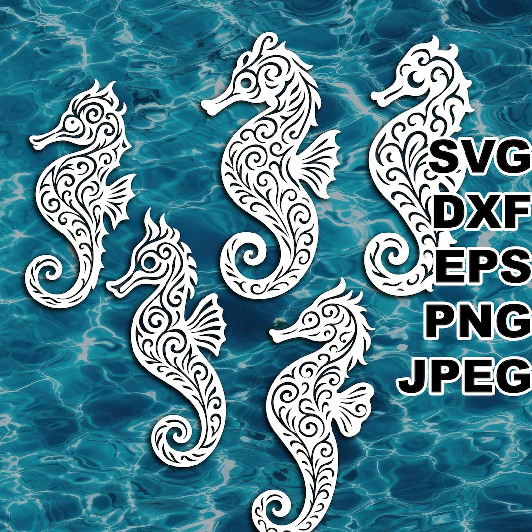 Filigree Pygmy Seahorse SVG Cut Files (svg Dxf Png Eps Jpeg) Silhouette ...
