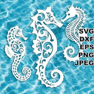 File di taglio SVG di cavalluccio marino (svg dxf png eps jpeg) Silhouette e Cricut, scrapbooking digitale, creazione di biglietti, taglio della carta, CNC e laser fai da te