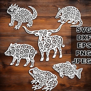 Eleganti file di taglio SVG con la fauna selvatica del Texas (svg dxf png eps jpeg) Silhouette e Cricut, scrapbooking digitale, creazione di biglietti, taglio della carta, CNC, laser