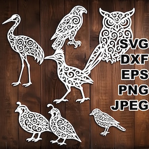 Eleganti file di taglio SVG di uccelli del New Mexico (svg dxf png eps jpeg) Silhouette e Cricut, scrapbooking digitale, creazione di biglietti, taglio della carta, CNC, laser