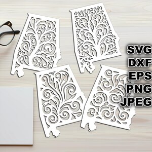Fichiers coupés SVG Alabama (svg dxf png eps jpeg) Silhouette & Cricut, scrapbooking numérique, fabrication de cartes, papier découpé, CNC et bricolage laser