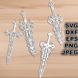 Crystal Sword SVG cut files (svg dxf png eps jpeg) Silhouette & Cricut, digital scrapbooking, card making, paper cut, CNC and laser DIY