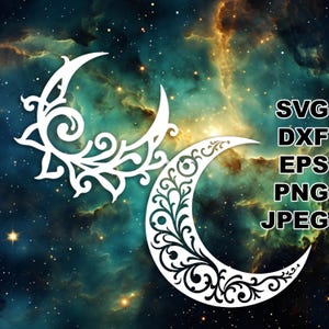 Mond SVG-Schnittdateien (svg dxf png eps jpeg) Silhouette & Cricut, digitales Scrapbooking, Kartenherstellung, Papierschnitt, CNC und Laser DIY