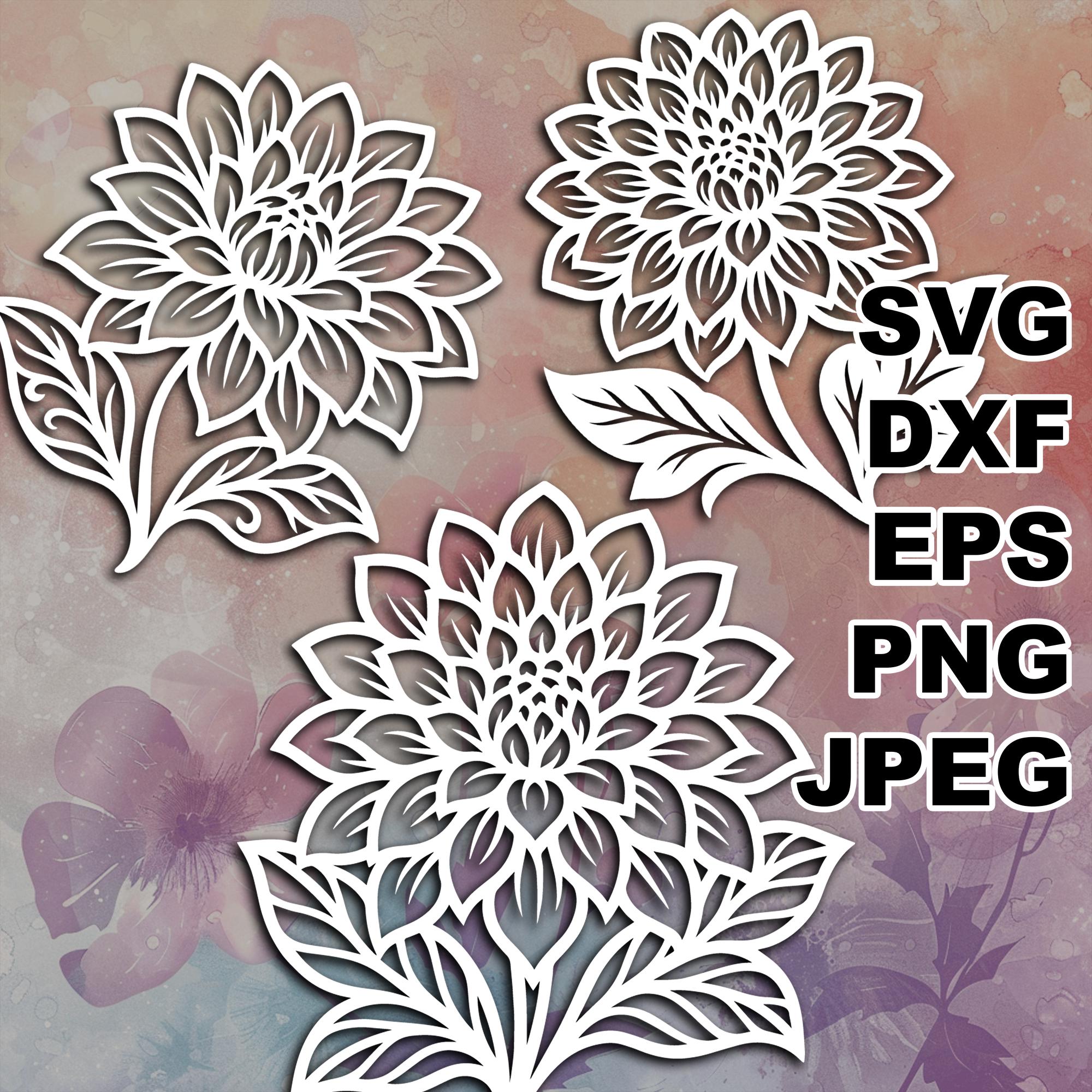 Filigree Dahlia SVG Cut Files (svg Dxf Png Eps Jpeg) Silhouette ...