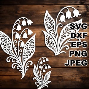 Filigree Lily of the Valley SVG cut files (svg dxf png eps jpeg) Silhouette & Cricut, digital scrapbooking, paper cut, CNC laser DIY