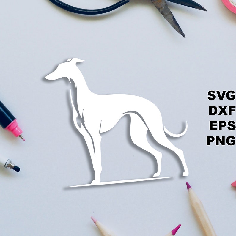Greyhound SVG pliki do cięcia (svg dxf png eps) Silhouette & Cricut, cyfrowe scrapbooking, tworzenie kartek, plik cięcia papieru svg, zrób to sam dla zwierząt zdjęcie 4