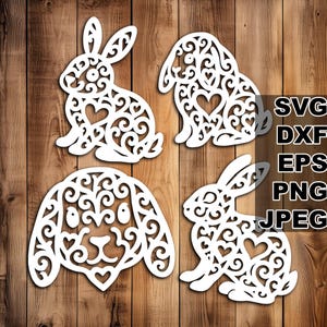 Lovely Bunnies SVG-bestanden knippen (svg dxf png eps jpeg) silhouet en Cricut, digitale scrapbooking, kaarten maken, papier snijden, CNC en laser DIY