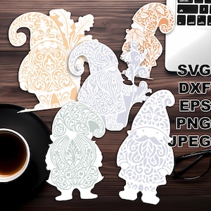 File di taglio SVG degli gnomi (svg dxf png eps jpeg) Silhouette e Cricut, scrapbooking digitale, creazione di biglietti, taglio della carta, CNC e laser fai da te
