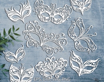 Masquerade SVG cut files (svg dxf png eps) Silhouette & Cricut, digital scrapbooking, card making, paper cut svg file, floral decor DIY