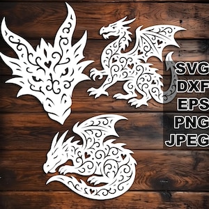 Liebe Drachen SVG Schnittdateien (svg dxf png eps jpeg) Silhouette & Cricut, digitales Scrapbooking, Kartenherstellung, Papierschnitt, CNC und Laser DIY