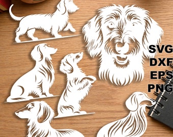 Wirehaired Dachshund SVG cut files (svg dxf png eps) Silhouette & Cricut, digital scrapbooking, card making, paper cut svg file, pet DIY