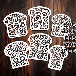 File di taglio SVG per pane in filigrana (svg dxf png eps jpeg) Silhouette e Cricut, scrapbooking digitale, creazione di biglietti, taglio della carta, CNC e laser fai da te