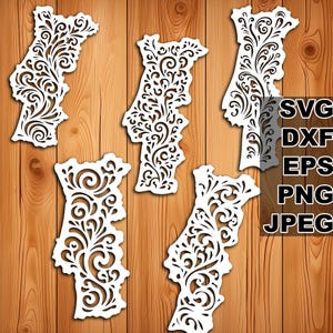 Fichiers coupés en filigrane Portugal SVG (svg dxf png eps jpeg) Silhouette & Cricut, scrapbooking numérique, fabrication de cartes, papier découpé, CNC et bricolage laser