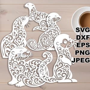 Pliki do cięcia River Otter SVG (svg dxf png eps jpeg) Silhouette i Cricut, cyfrowe scrapbooking, tworzenie kartek, cięcie papieru, CNC i laserowe DIY