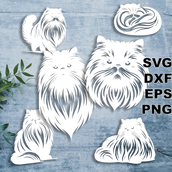 Persian Cat SVG cut files (svg dxf png eps) Silhouette & Cricut, digital scrapbooking, card making, paper cut svg file, pet DIY