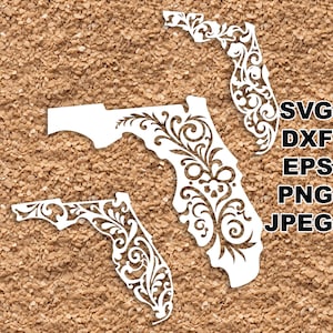 Florida SVG Schnittdateien (svg dxf png eps jpeg) Silhouette & Cricut, digitales Scrapbooking, Kartenherstellung, Papierschnitt, CNC und Laser DIY