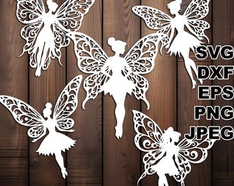 Filigree Fairies SVG cut files (svg dxf png eps jpeg) Silhouette & Cricut, digital scrapbooking, card making, paper cut, CNC and laser DIY