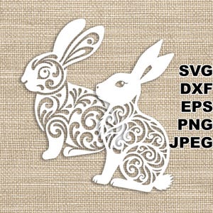 Pliki do cięcia SVG królika (svg dxf png eps jpeg) Silhouette i Cricut, cyfrowe scrapbooking, tworzenie kartek, cięcie papieru, CNC i laserowe DIY