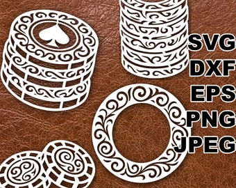 Filigree Poker Accoutrements SVG cut files (svg dxf png eps jpeg) Silhouette & Cricut, digital scrapbooking, paper cut, CNC, laser