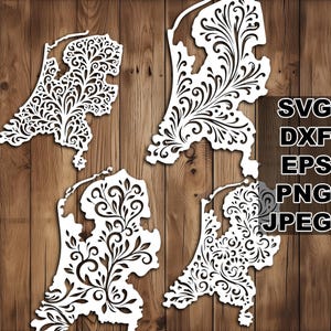 Archivos de corte SVG de filigrana holandesa (svg dxf png eps jpeg) Silhouette y Cricut, scrapbooking digital, fabricación de tarjetas, corte de papel, láser CNC DIY