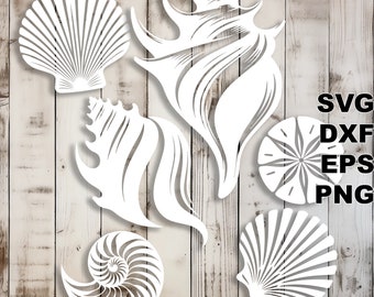 Seashells SVG cut files (svg dxf png eps) Silhouette & Cricut, digital scrapbooking, card making, paper cut svg file, nautical decor DIY
