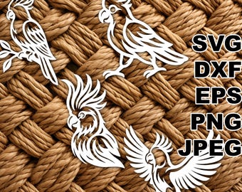 Fine Cockatoo SVG cut files (svg dxf png eps jpeg) Silhouette & Cricut, digital scrapbooking, card making, paper cut, CNC and laser DIY