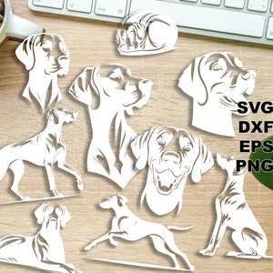Arquivos de corte Weimaraner SVG (svg dxf png eps) Silhouette & Cricut, scrapbooking digital, criação de cartão, arquivo svg de corte de papel, animal de estimação DIY