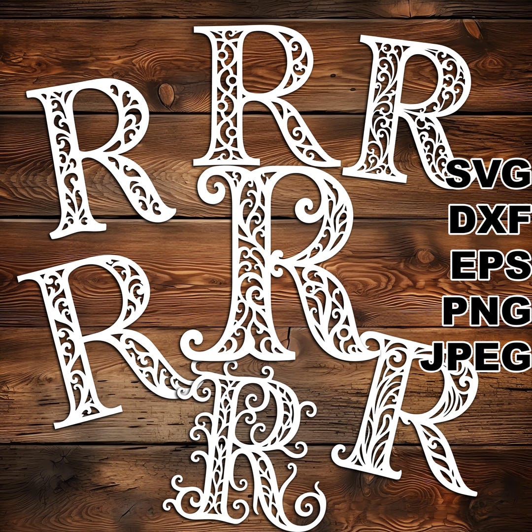 Filigree Letter R SVG Cut Files (svg Dxf Png Eps Jpeg) Silhouette ...