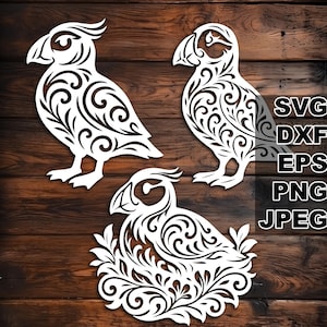 Fichiers coupés SVG macareux en filigrane (svg dxf png eps jpeg) Silhouette & Cricut, scrapbooking numérique, fabrication de cartes, papier découpé, CNC et laser DIY