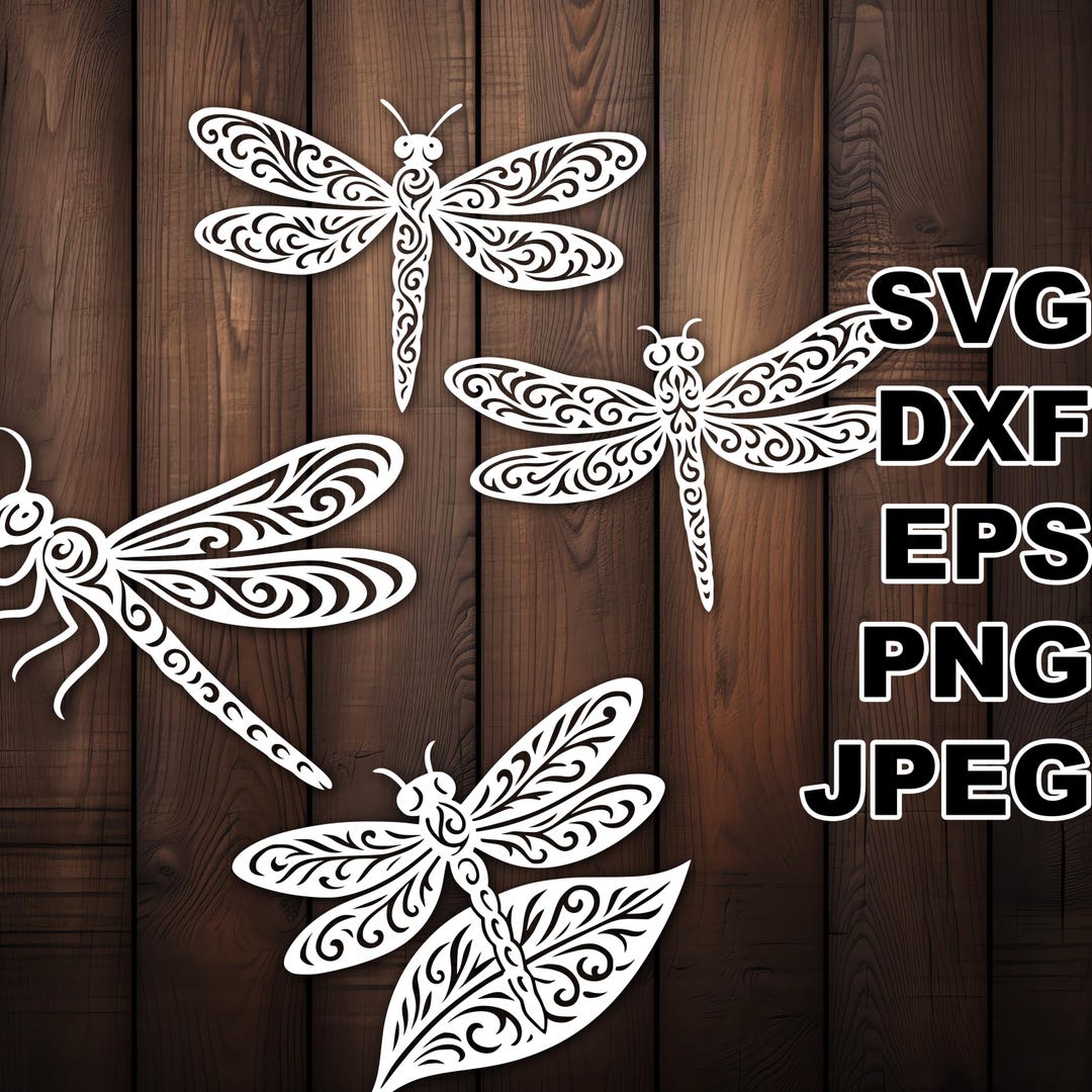 Filigree Dragonfly SVG Cut Files (svg Dxf Png Eps Jpeg) Silhouette ...