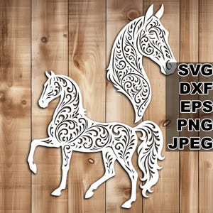 Fichiers de coupe en filigrane cheval Akhal-Teke SVG (svg dxf png eps jpeg) Silhouette & Cricut, scrapbooking numérique, fabrication de cartes, papier découpé, CNC, laser