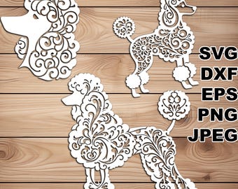 Poodle fancy SVG pliki do cięcia (svg dxf png eps jpeg) Silhouette & Cricut, cyfrowe scrapbooking, tworzenie kartek, plik cięcia papieru svg, zrób to sam dla zwierząt