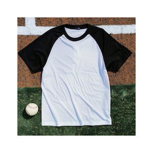 White Baseball 3/4 Sleeve T-Shirt Mockup With Black Sleeves