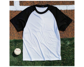 White Baseball 3/4 Sleeve T-Shirt Mockup With Black Sleeves