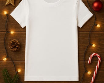 Maqueta de camiseta blanca con temática navideña