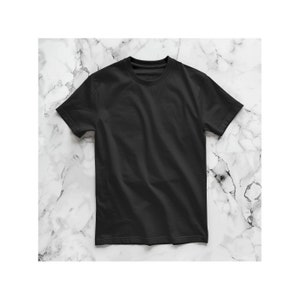 Black T-Shirt Mockup On Marble Background
