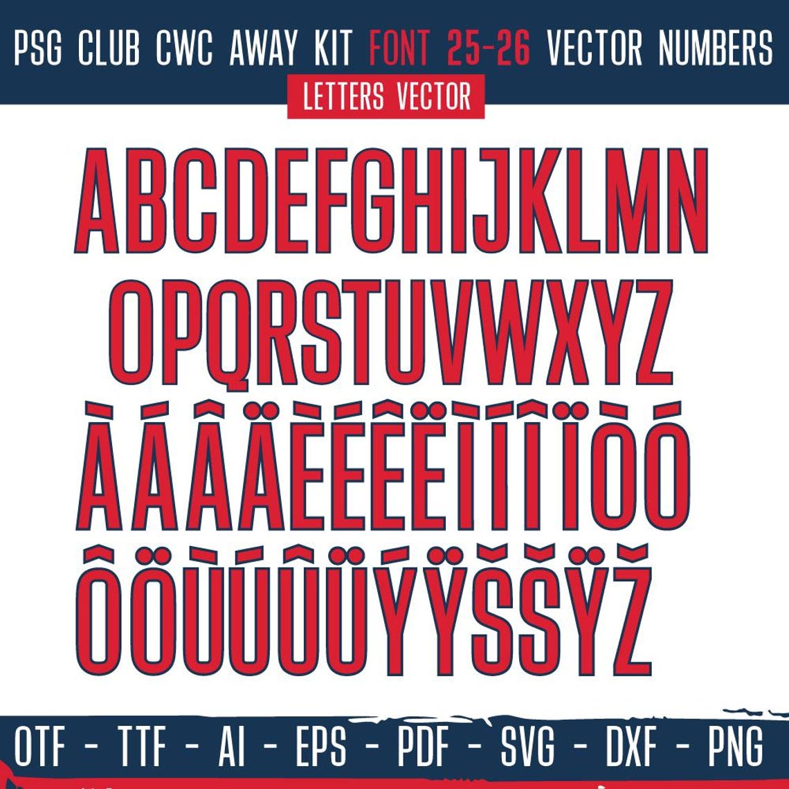PSG 25-26 Away Kit Font Vector, CWC Numbers (digital Download) - Etsy ...