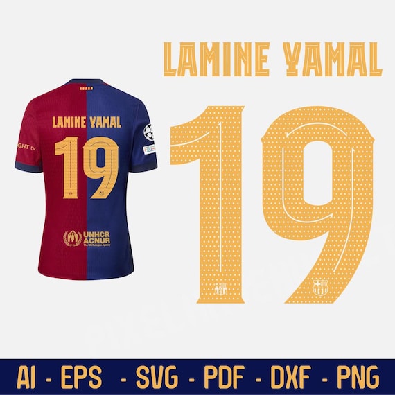 Lamine Yamal 19 BARCELONA Jersey Name and Number, Home Kit