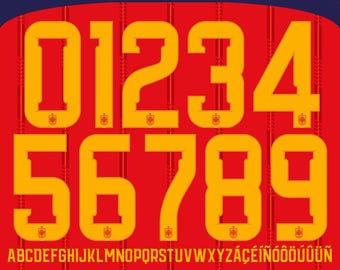 Tipografía para la camiseta de España del Mundial 2026: Tipografía vectorial de fútbol (Descarga digital)