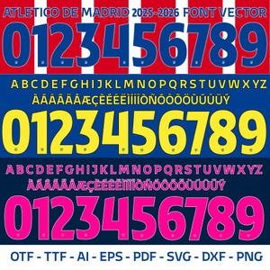 Atletico Madrid 2025-26 UCL Font Vector (Digital Download)
