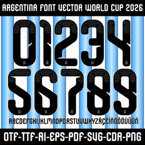 Argentina Jersey Font 2026 World Cup: Football Vector Typeface (Digital Download)