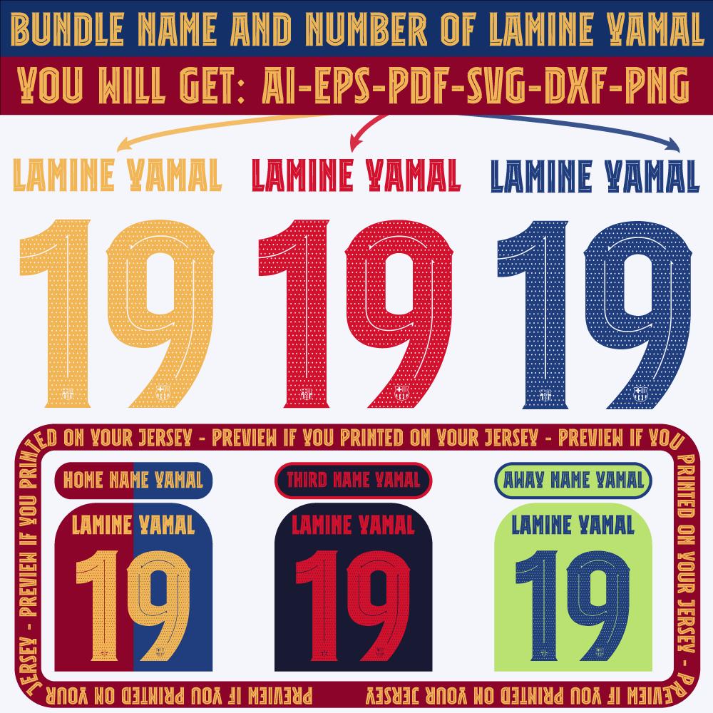 Lamine Yamal BARCELONA Jersey Number 19: Home, Away, Third