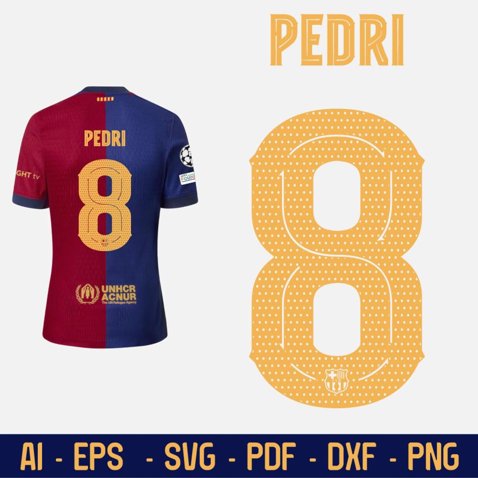 Pedri 8 BARCELONA Jersey Name And Number Home Kit Player Pedri 8 Ai Pedri 8 BARCELONA Jersey Name And Number Home Kit Player Pedri 8 Ai