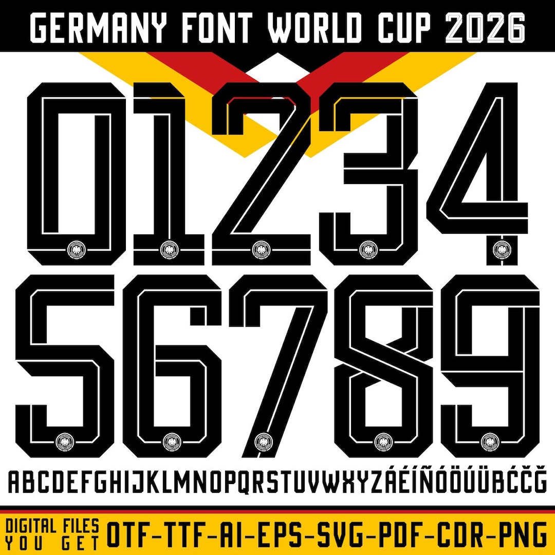 Germany Jersey Font 2026 World Cup Football Vector Typeface Digital