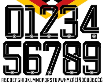 Deutschland Trikot Schriftart WM 2026: Fußball Vektor Schrift (Digitaler Download)