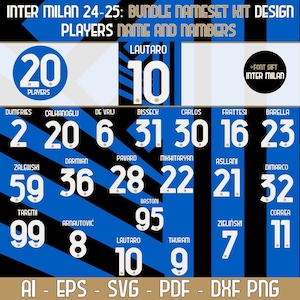 Inter Milan 24-25 Jersey NameSet: Player Names & Numbers (Digital Download)