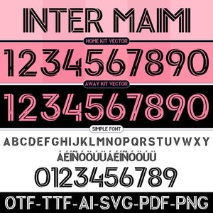 Inter Miami 2025 Font Vector: Shirt Name Numbers (Digital Download)