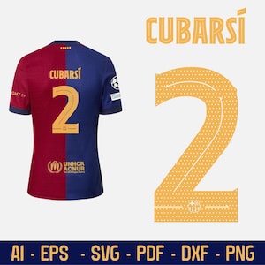 Cubarsi 2 Barcelona Jersey Home Kit: Cricut & Glowforge Cut File (Digital Download)