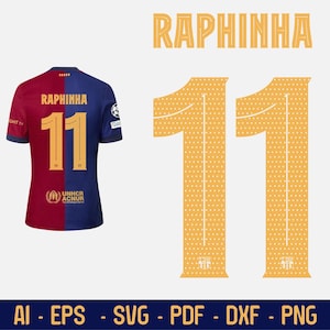 Raphinha 11 Barcelona Jersey Home Kit: Cricut & Glowforge Files (SVG, PNG, PDF)