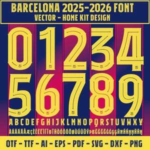 Barcelona 2025-26 UCL Font Vector: Jersey Numbers (Digital Download)
